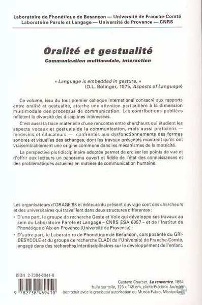 ORALITÉ ET GESTUALITÉ, Communication multimodale, interaction (9782738469410-back-cover)