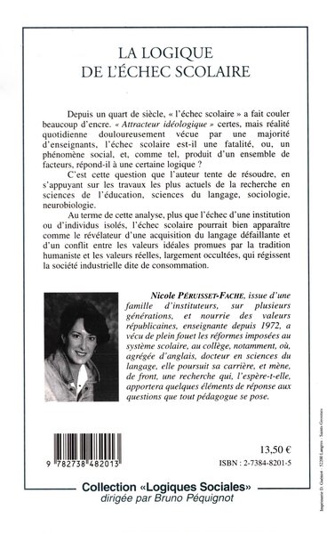 LA LOGIQUE DE L'ÉCHEC SCOLAIRE (9782738482013-back-cover)