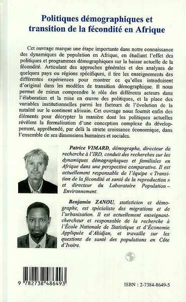 POLITIQUES DEMOGRAPHIQUES ET TRANSITION DE LA FECONDITE EN AFRIQUE (9782738486493-back-cover)