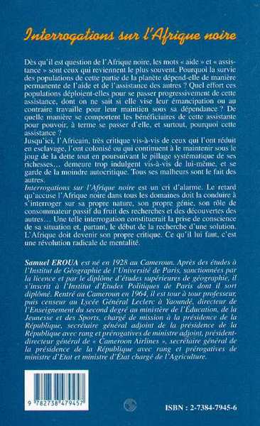 INTERROGATIONS SUR L'AFRIQUE NOIRE (9782738479457-back-cover)