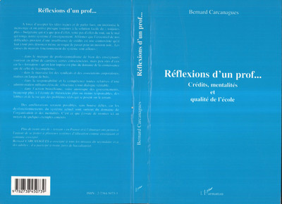 REFLEXIONS D'UN PROF..., Crédits, mentalités et qualité de l'école (9782738450739-front-cover)