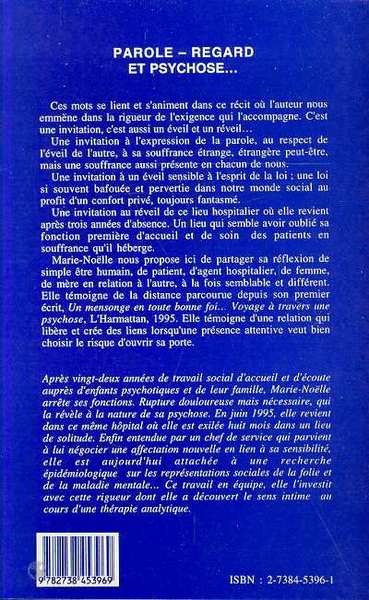 Parole, regard et psychose (9782738453969-back-cover)