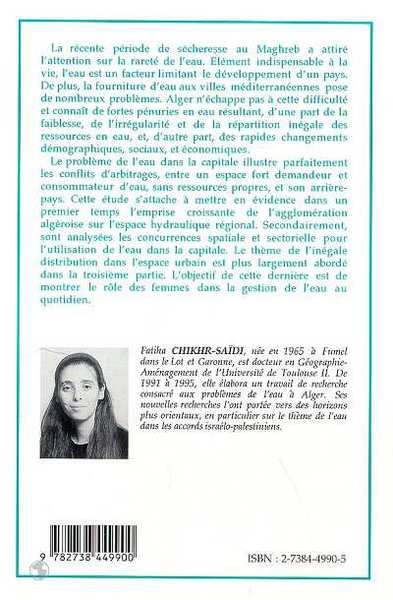 La crise de l'eau à Alger: une gestion conflictuelle (9782738449900-back-cover)