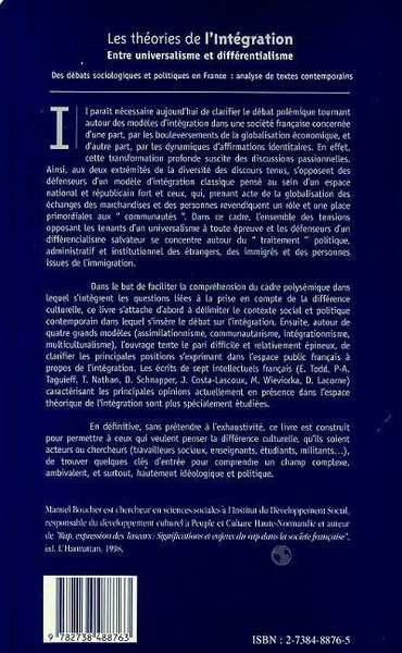 LES THEORIES DE L'INTEGRATION (9782738488763-back-cover)