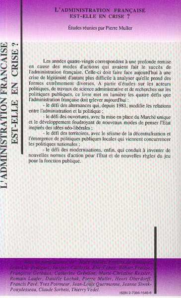 L'administration française est-elle en crise? (9782738415462-back-cover)