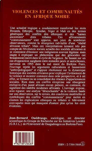 VIOLENCES ET COMMUNAUTES EN AFRIQUE NOIRE (9782738458483-back-cover)