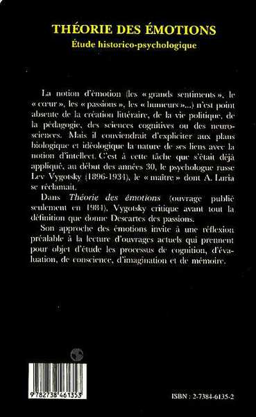 Théorie des Émotions, Etude historico-psychologique (9782738461353-back-cover)