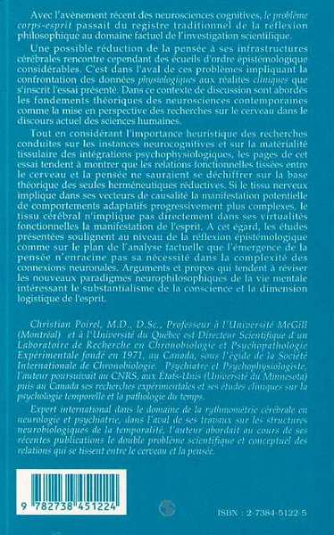 Le cerveau et la pensée, Critique des fondements de la neurophilosophie (9782738451224-back-cover)