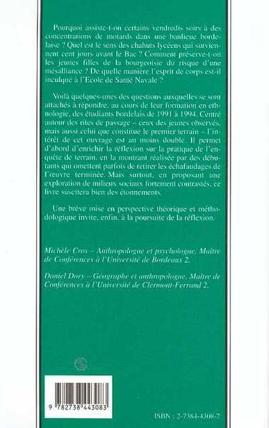 Terrains de passage, Rites de jeunesse (9782738443083-back-cover)