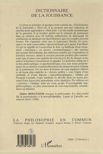 DICTIONNAIRE DE LA JOUISSANCE (9782738484130-back-cover)