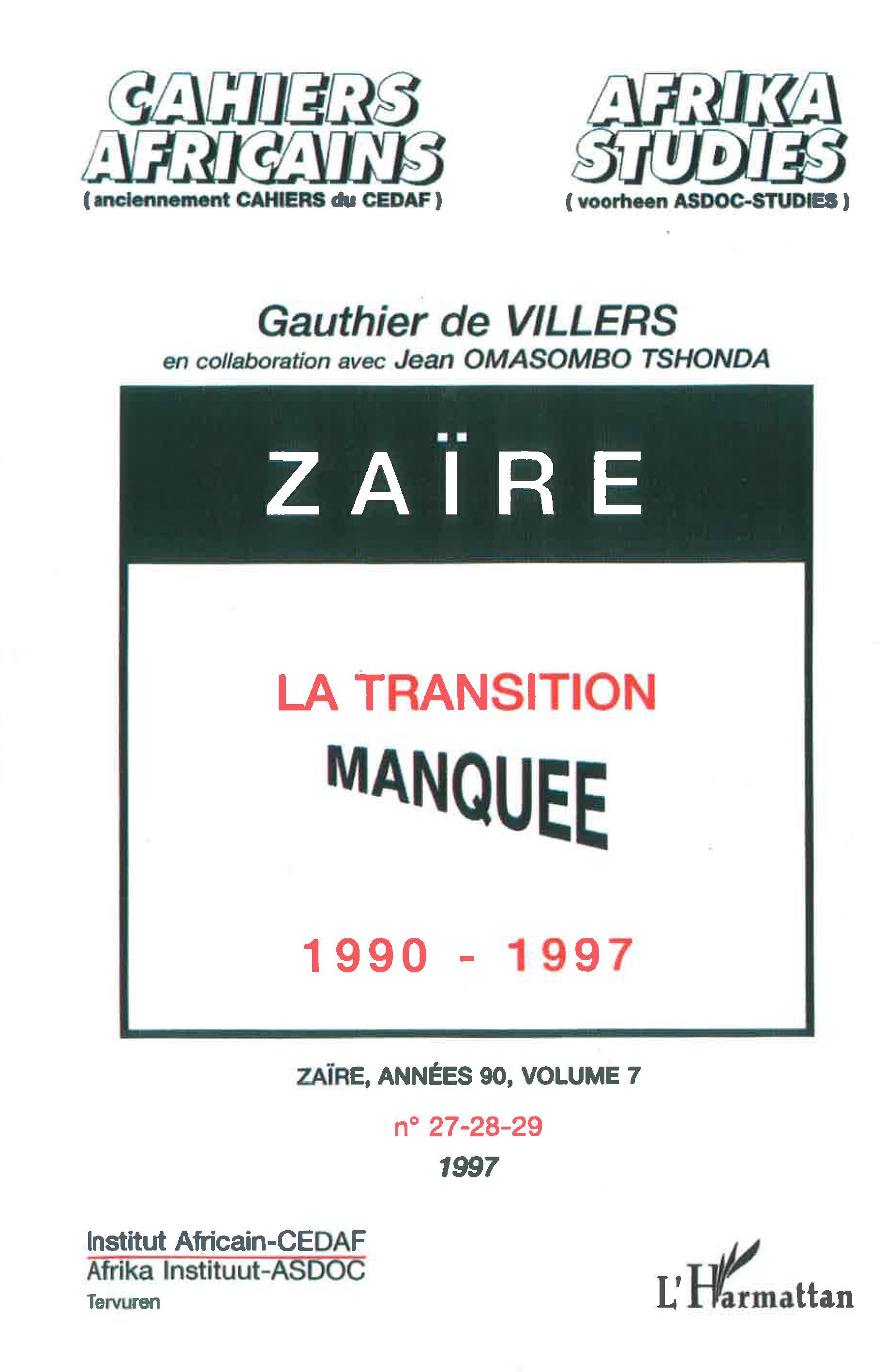Zaire la Transition Manquée 1990-1997 (9782738462220-front-cover)
