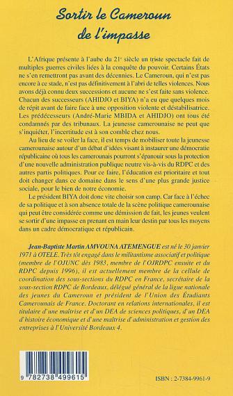 SORTIR LE CAMEROUN DE L'IMPASSE (9782738499615-back-cover)