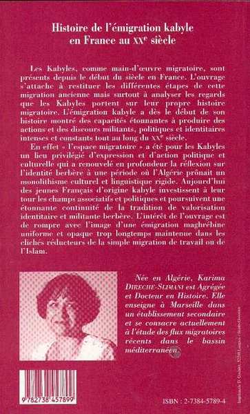 Histoire de l'émigration kabyle en France au XXème siècle (9782738457899-back-cover)