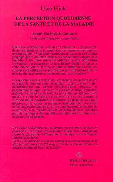 La perception quotidienne de la santé et de la maladie, Théories subjectives et représentations sociales (9782738415394-back-cover)