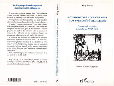 Anthroponymie et changement dans une société villageoise, Les noms de personnes à Haveluy au XVIIIè siècle (9782738456489-front-cover)