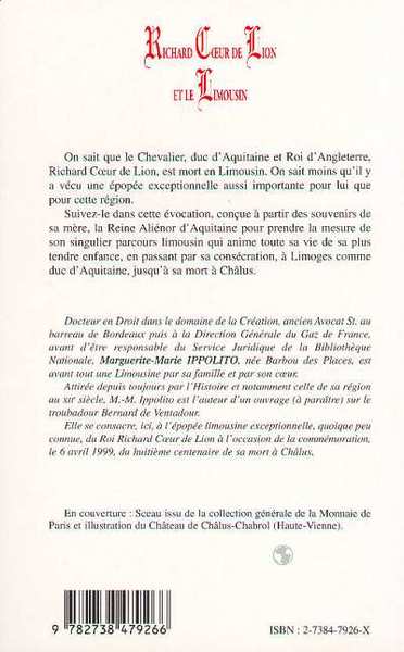 RICHARD CUR DE LION ET LE LIMOUSIN (9782738479266-back-cover)