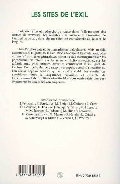 Psychologie Clinique, Les sites de l'exil (9782738456861-back-cover)