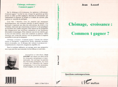 Chômage, Croissance Comment Gagner ? (9782738471239-front-cover)