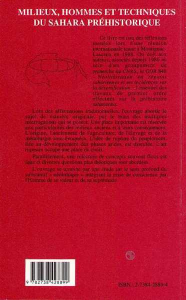 Milieux, hommes et techniques du Sahara préhistorique, Problèmes actuels (9782738428899-back-cover)