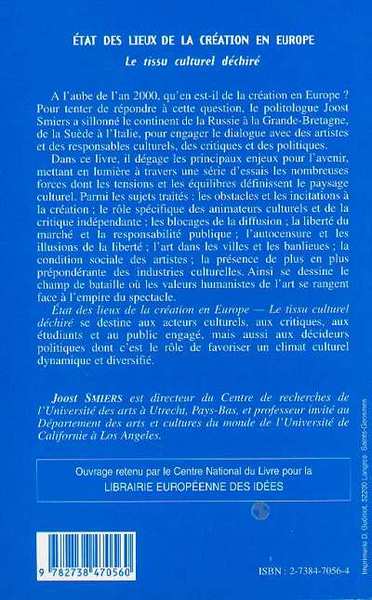 ETAT DES LIEUX DE LA CREATION EN EUROPE, Le tissu culturel déchiré (9782738470560-back-cover)
