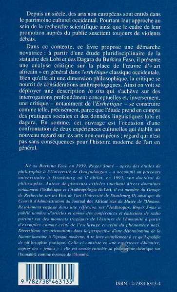 Art Africain et Esthetique Occidentale, La statuaire lobi et dagara au Burkina Faso (9782738463135-back-cover)