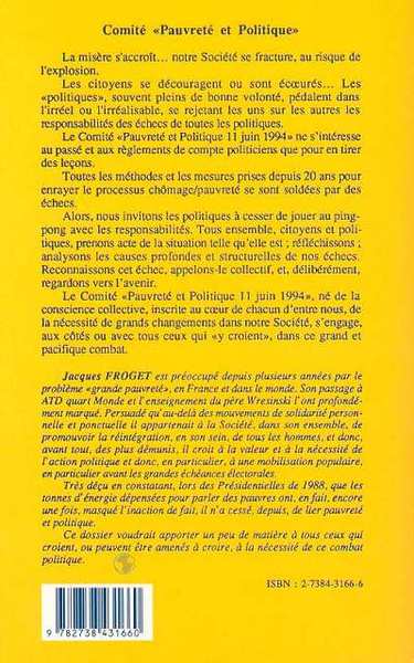 Pauvreté et politique, Le vrai combat (9782738431660-back-cover)