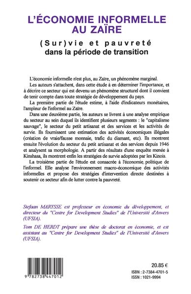 L'économie informelle au Zaïre (9782738447012-back-cover)