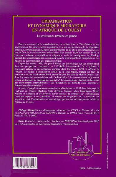 URBANISATION ET DYNAMIQUE MIGRATOIRE EN AFRIQUE DE L'OUEST, La croissance urbaine en panne (9782738488053-back-cover)