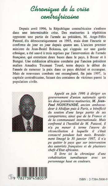 Chronique centrafricaine 1996-1997, Le syndrome Barracuda (9782738458001-back-cover)