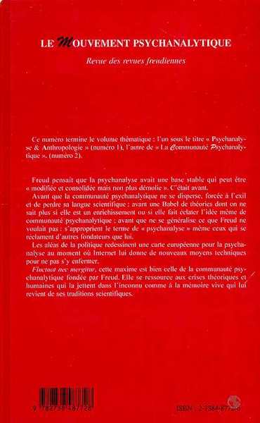 Le Mouvement Psychanalytique, Le Mouvement Psychanalytique Vol. II, 2 (9782738487728-back-cover)