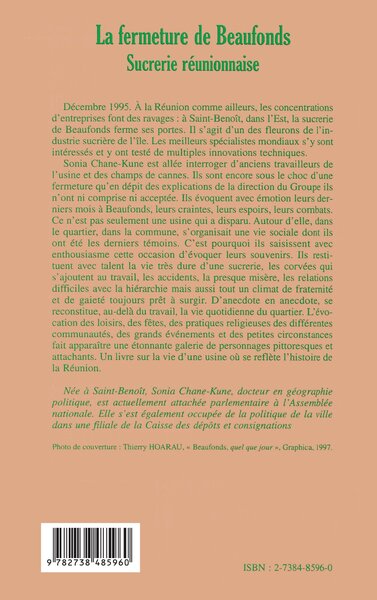 LA FERMETURE DE BEAUFONDS, SUCRERIE RÉUNIONNAISE (9782738485960-back-cover)