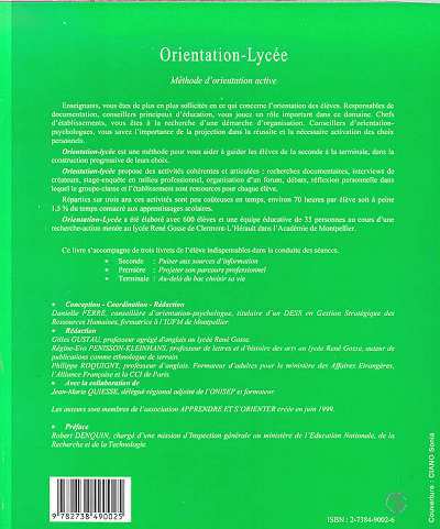 ORIENTATION-LYCEE, Méthode d'orientation active - Livre du professeur (9782738490025-back-cover)