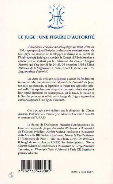 LE JUGE : UNE FIGURE D'AUTORITÉ (9782738449085-back-cover)