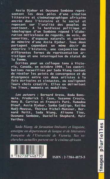 Littérature et cinéma en Afrique francophone: Ousmane Sembene et Assia Djebar (9782738448750-back-cover)