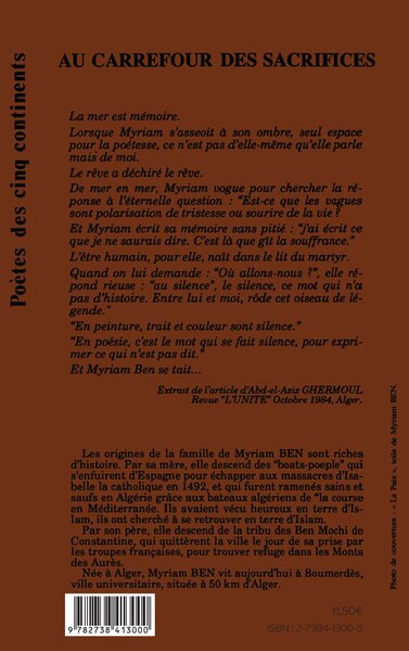 Au carrefour des sacrifices, Poèmes (9782738413000-back-cover)