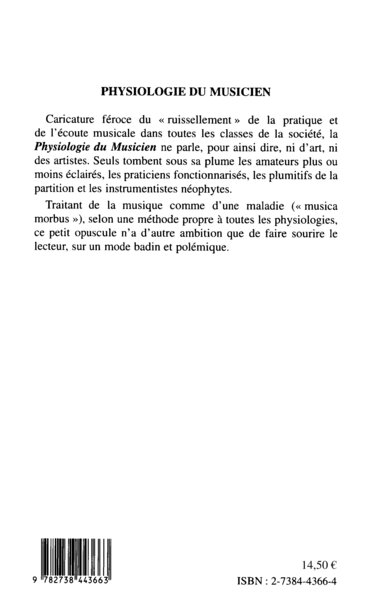 Physiologie du musicien, Précédé d'une microsociologie populaire : les physiologies du XIXè s (9782738443663-back-cover)