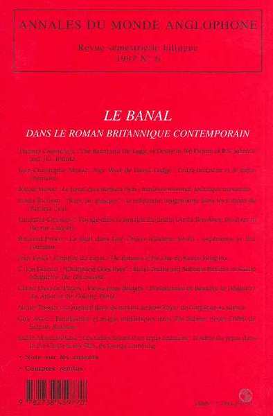 Annales du Monde Anglophone, Le banal dans le roman britannique contemporain (9782738459770-back-cover)