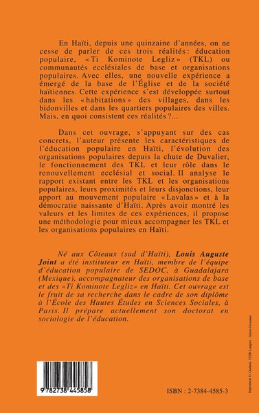 Education populaire en Haïti, Rapport des "Ti Kominote Legliz" et des organisations populaires (9782738445858-back-cover)