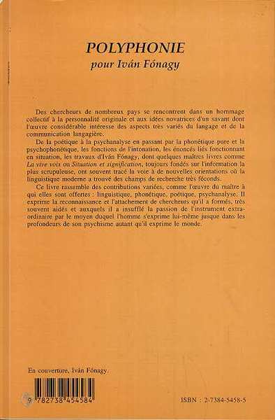 POLYPHONIE POUR IVAN FONAGY (9782738454584-back-cover)