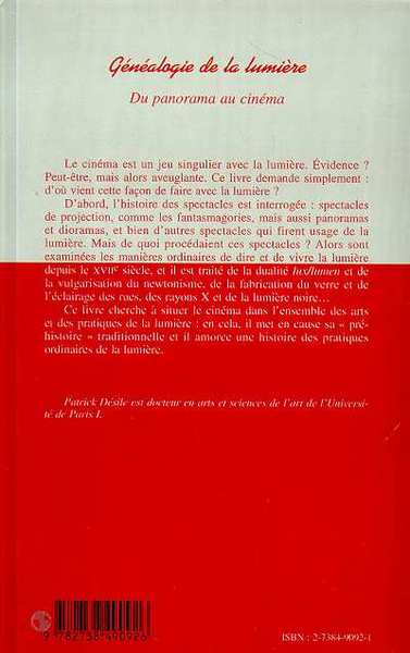 GENEALOGIE DE LA LUMIERE, Du panorama au cinéma (9782738490926-back-cover)