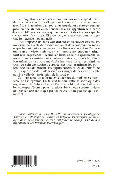 Immigration et espace public, La controverse de l'intégration (9782738417237-back-cover)