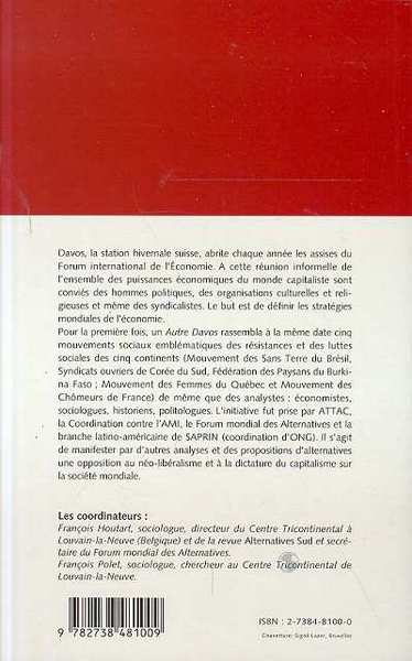 L'AUTRE DAVOS, Mondialisation des résistances et des luttes (9782738481009-back-cover)