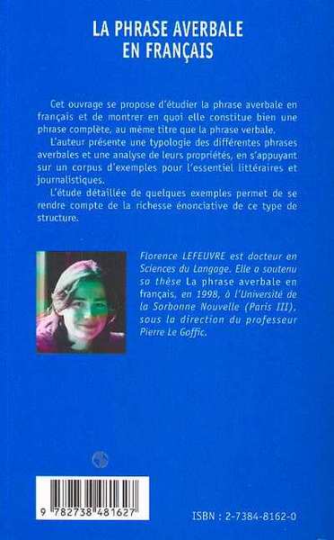 La phrase averbale en français (9782738481627-back-cover)