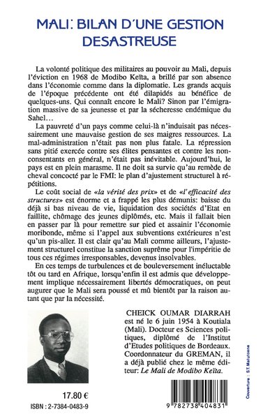 Mali: Bilan d'une gestion désastreuse (9782738404831-back-cover)