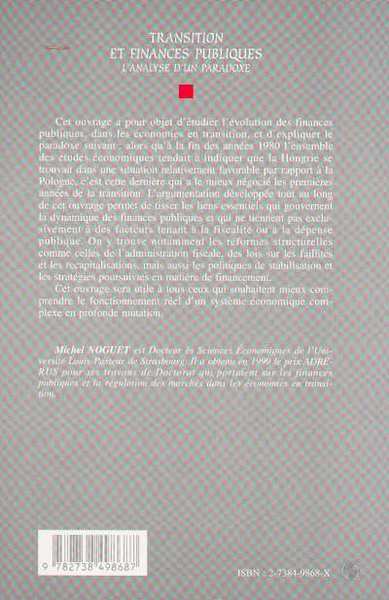 TRANSITIONS ET FINANCES PUBLIQUES, L'analyse d'un paradoxe (9782738498687-back-cover)