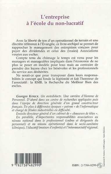 L'ENTREPRISE A L'ECOLE DU NON-LUCRATIF (9782738482990-back-cover)