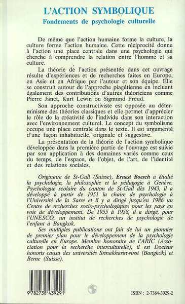 L'Action symbolique, Fondements de psychologie culturelle (9782738439291-back-cover)