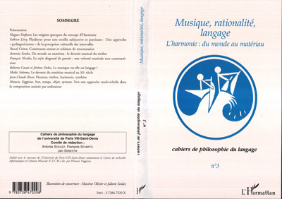 Cahiers de philosophie du langage, MUSIQUE, RATIONALITÉ, LANGAGE, L'harmonie : du monde au matériau (9782738472298-front-cover)