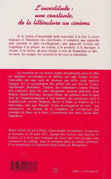 L'incertitude une constante, de la littérature au cinéma (9782738446060-back-cover)