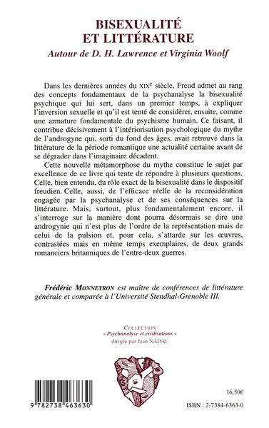 Bisexualité et Littérature, Autour de D.H. Lawrence et Virginia Woolf (9782738463630-back-cover)